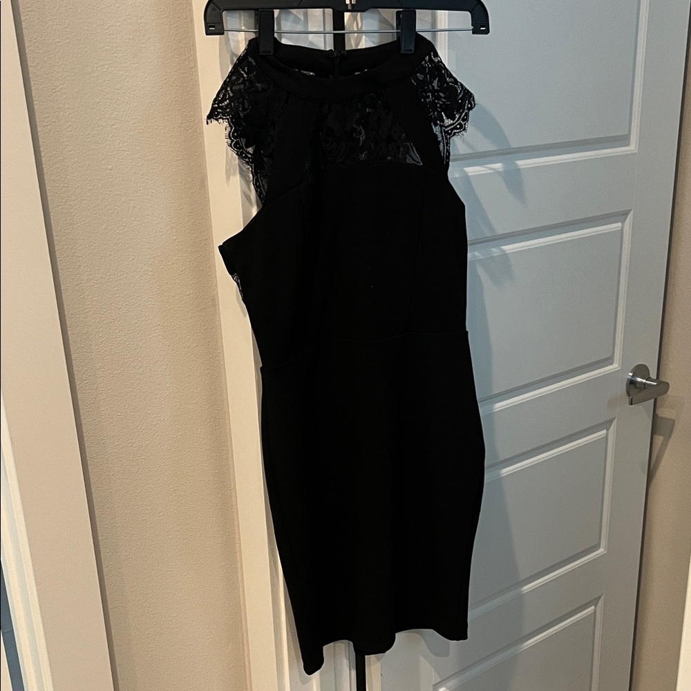 Express Black High Neck Dress with Lace